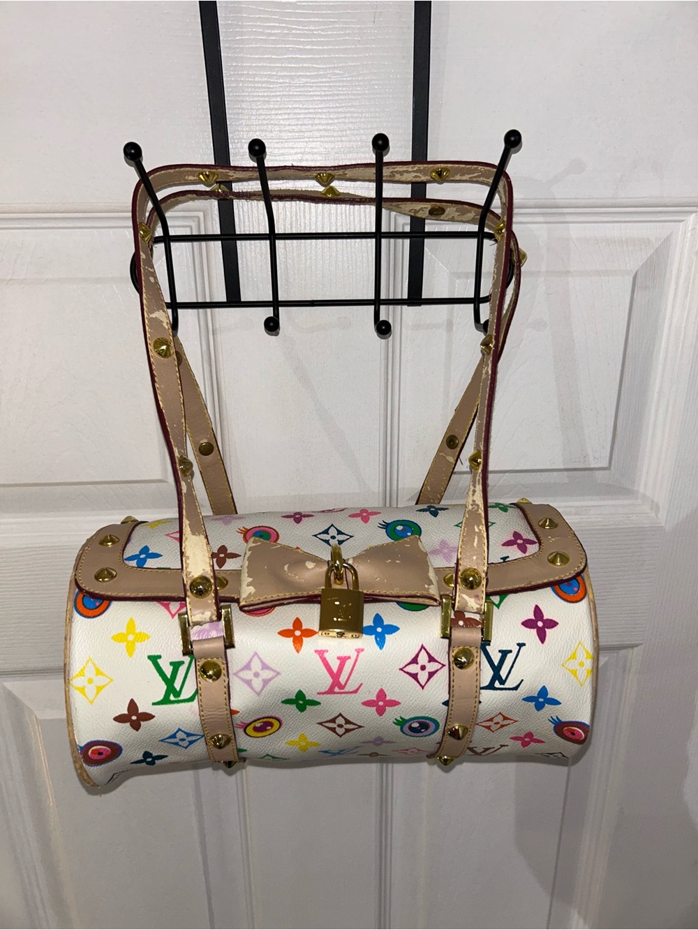 Louis Vuitton Multicolor Canvas Papillon Shoulder Bag - White